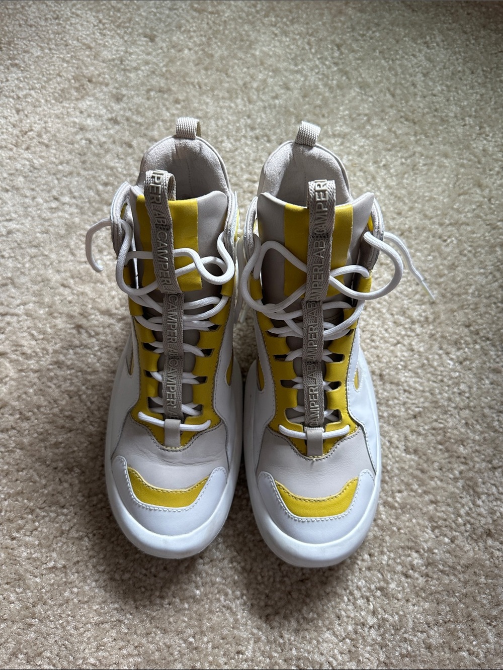CamperLab Women's White and Yellow Trainers Size 37